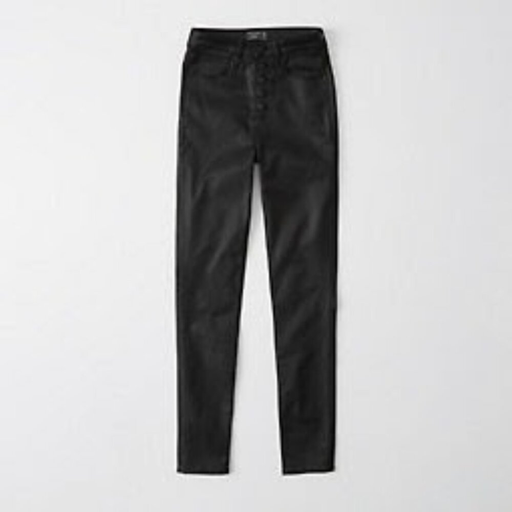 A&F Curve Love High Rise Super Skinny Ankle Jeans in Black, Size 26S (2S)